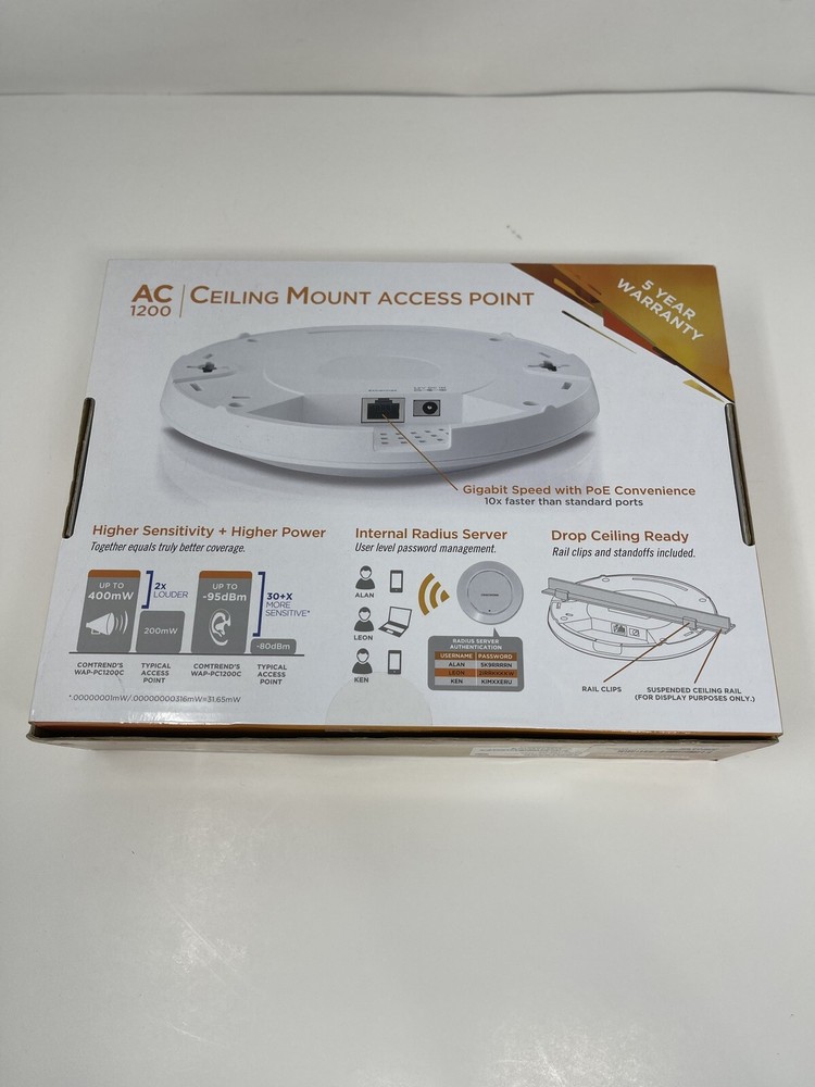 Comtrend WAP-PC1200C AC1200 Wireless Ceiling Access Point High Power