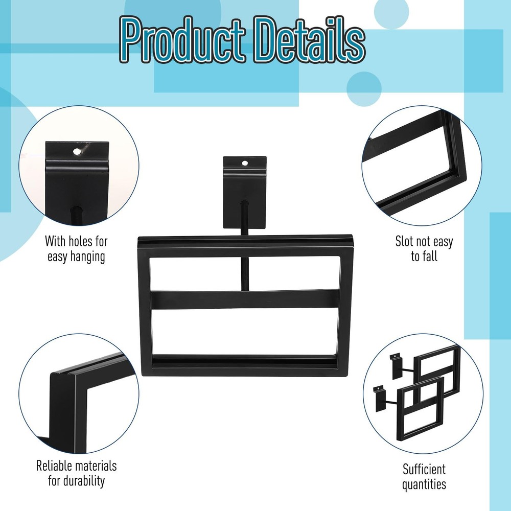 Tandefio 6 Pcs Black Rectangular Faceout Sign Holders for Slatwall Gridwall H...