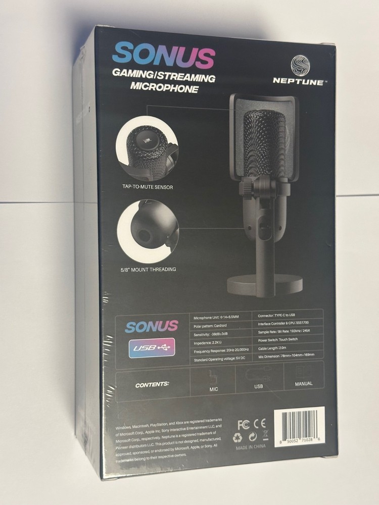 Sonus Gaming Streaming Microphone Neptune Black Mic