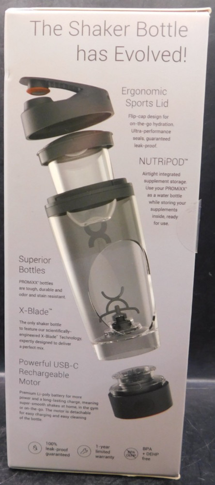 Promixx Pro Electric Shaker Bottle Graphite Grey New & Sealed