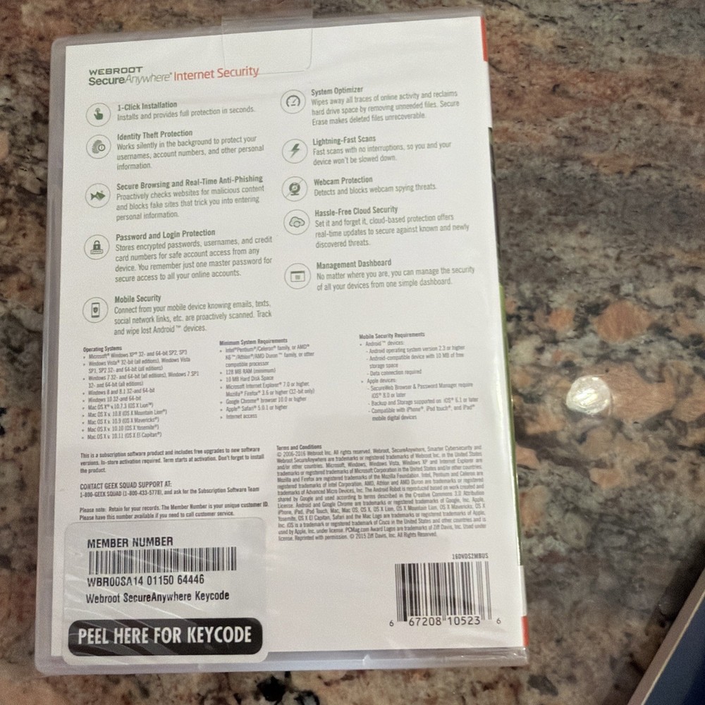 Internet Security Webroot Secure Anywhere 3 Devices New In Unopened Package