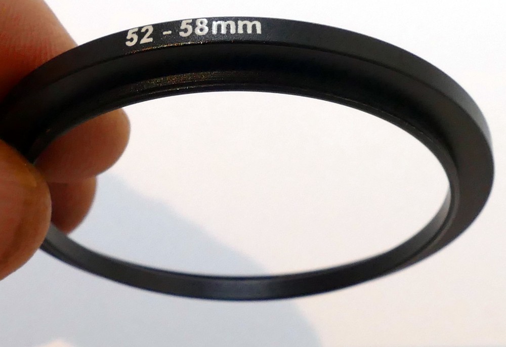 Lens adapter ring from 52mm to 58mm step-up metal threaded