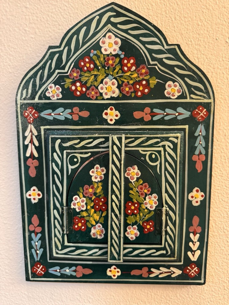 Moroccan Wall Mirror w/Doors Hand Painted Arabesque Handmade Home Decor
