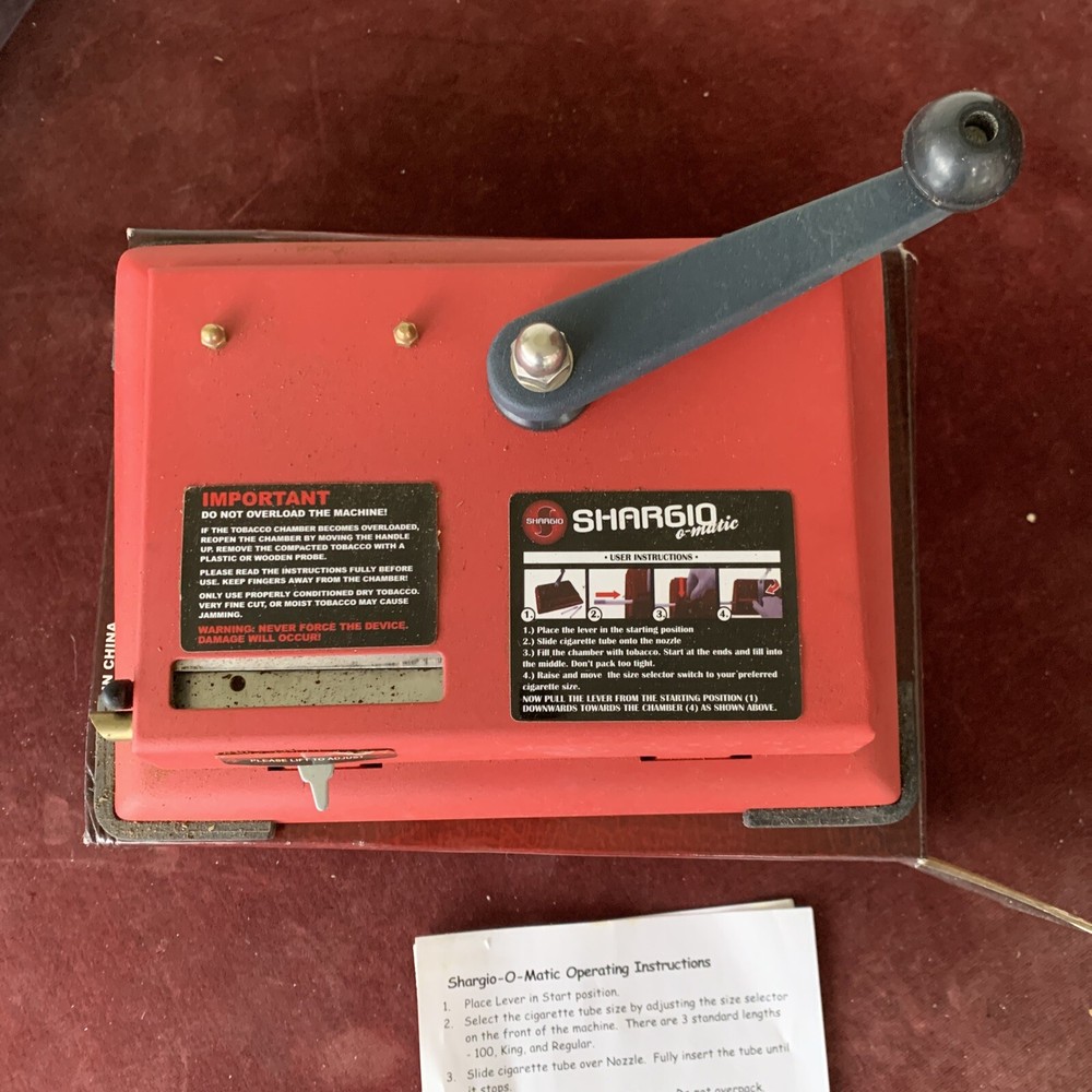 Shargio O-Matic Cigarette Rolling Machine Makes 100 MM Reg & King Size Cig
