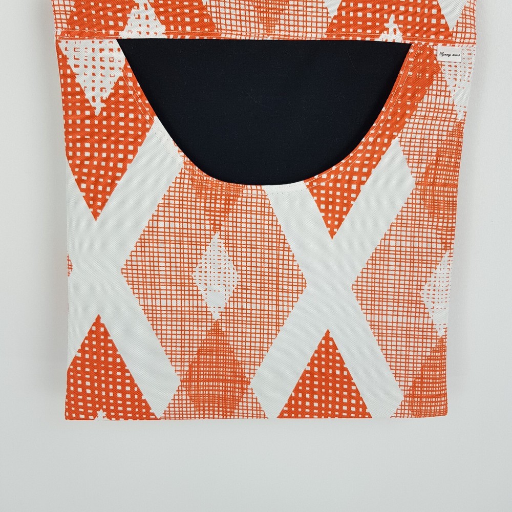 Peg Bag Handmade Orange White Diagonal Print Lined Laundry Clothes Peg Holder