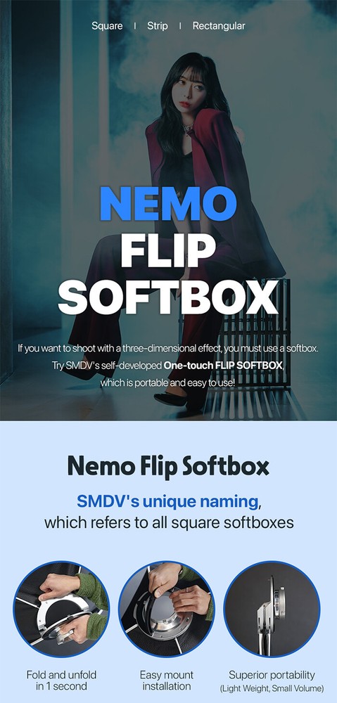 SMDV FLIP NEMO 75x100 Quick Soft Detachable Rectangular Diffuser Speed-Box+Pouch