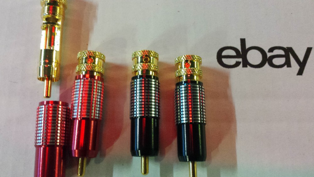 Superior Class GOLD 4xRCA PLUG SET CLASSY Red + Black <8mm 24-CARAT Reference Class