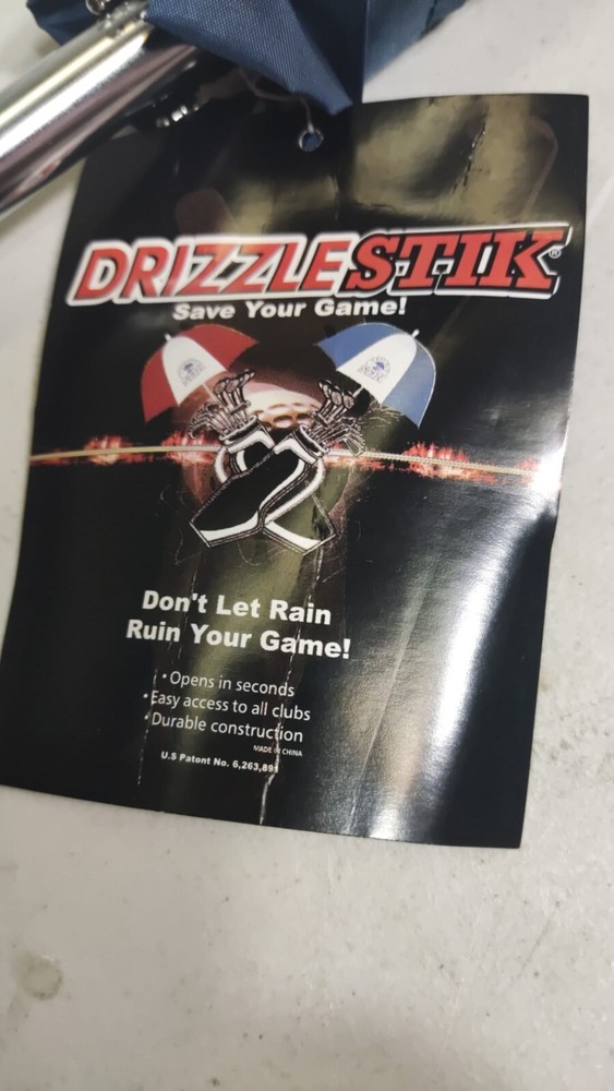 Drizzle Stik Golf Bag Umbrella - Navy Blue & White