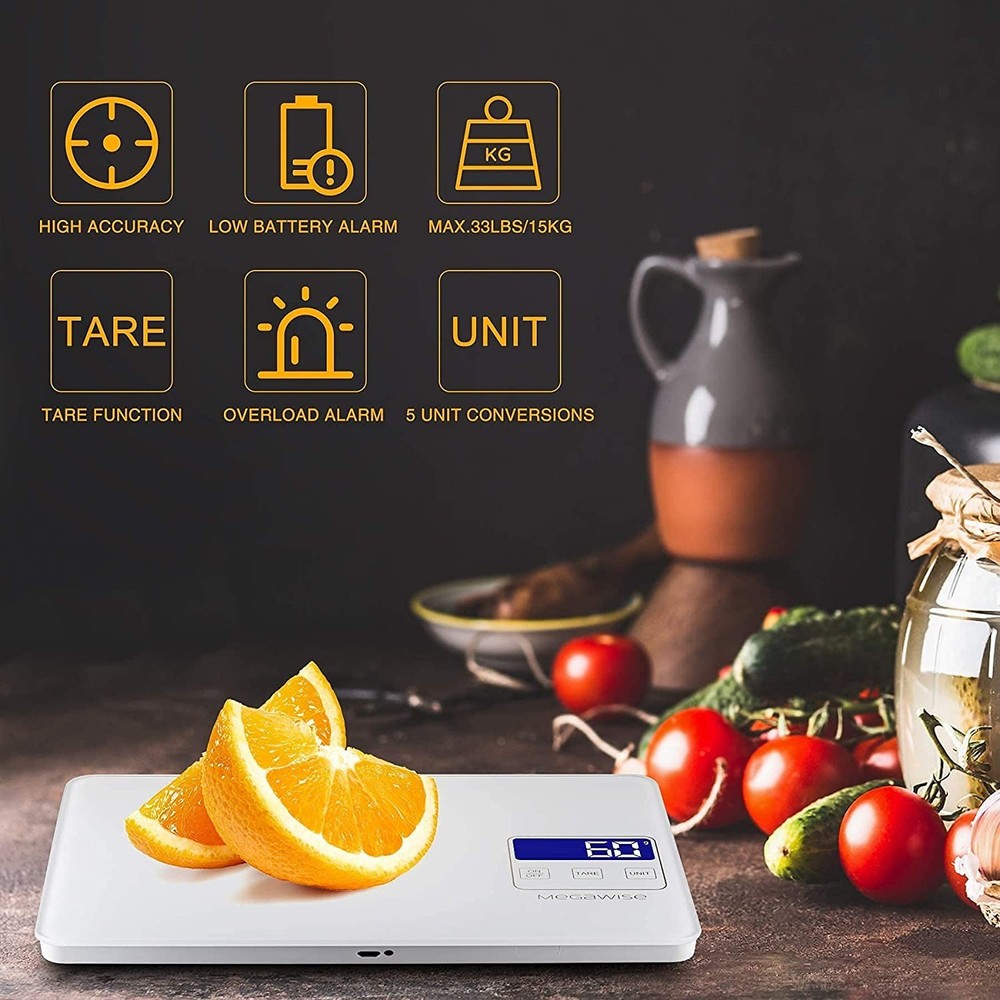 33lb Waterproof Digital Kitchen Scale - USB Rechargeable & Precise Measurements