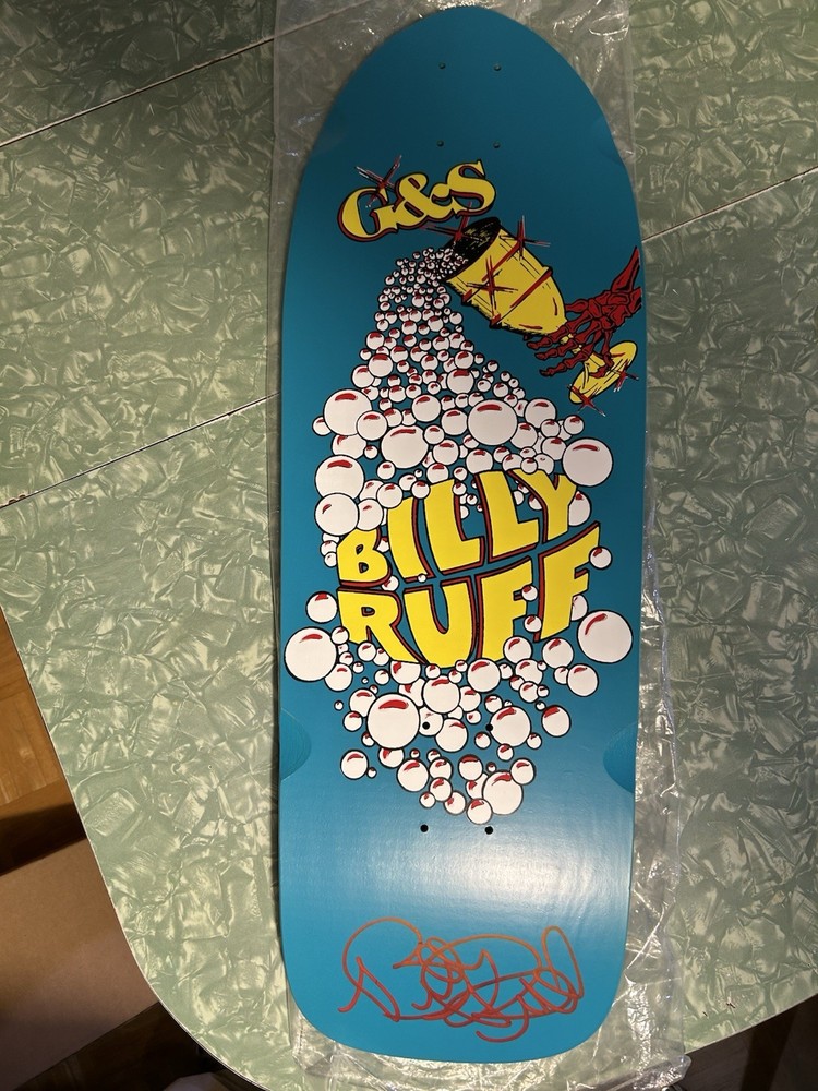 Signed Billy Ruff Skateboard Deck Reissue G&S Blue /Yellow  Chalice