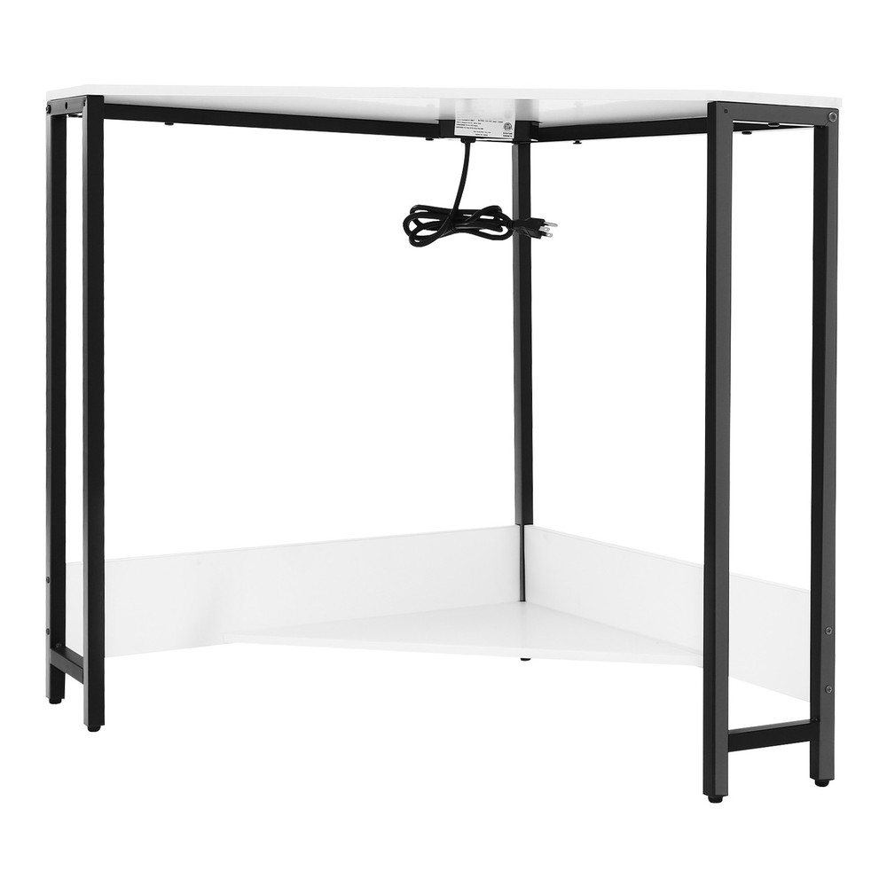 Corner Desk with Outlets, Small Desk with Outlets,Free Standing Corner Table