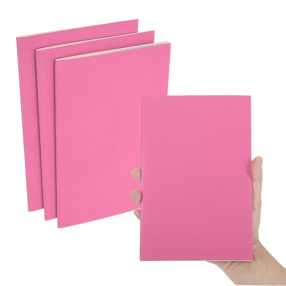 3 Pack A5 Notebook, A5 Journal Mini Notebook Pocket Unlined,Hot Pink