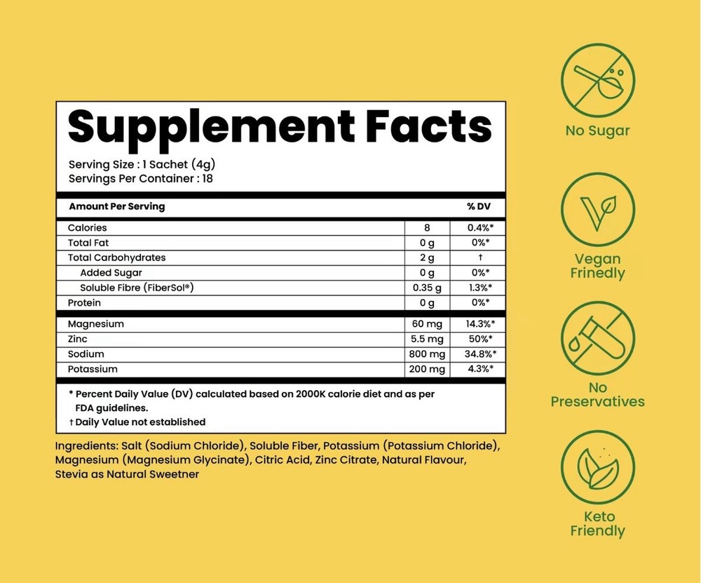 Electrolytes Mix - Hydration Boost, No Sugar, Blue Raspberry, 18 Sticks