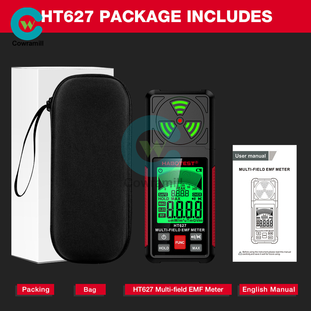 HT627 EMF Meter Electromagnetic Field Radiation Detector Radio Frequency Meter