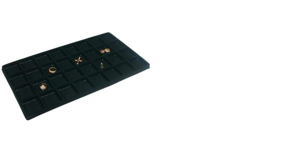 5 Black 32 Compartment Display Tray Insert Black 14 1/8"