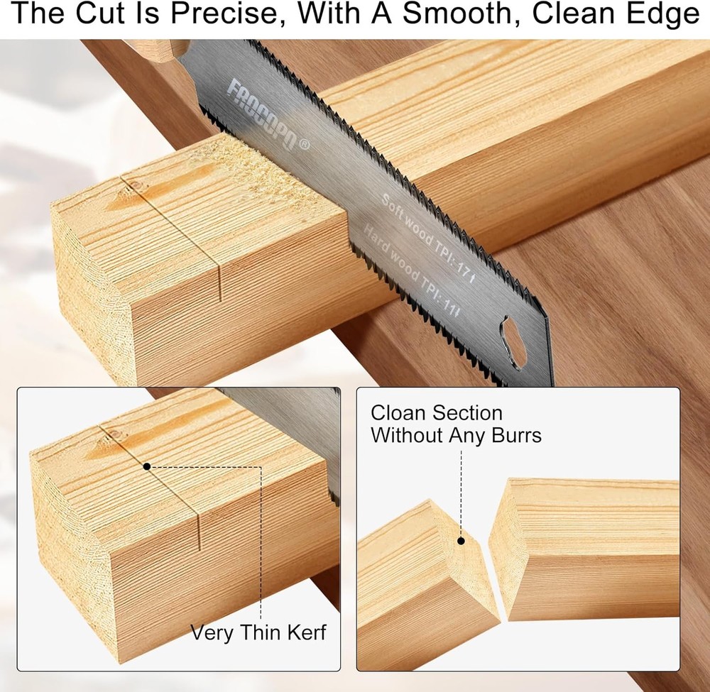 Hand Saw Woodworking Tools, Pull Saw, Flexible Double-Edge Blade 17/11 TPI