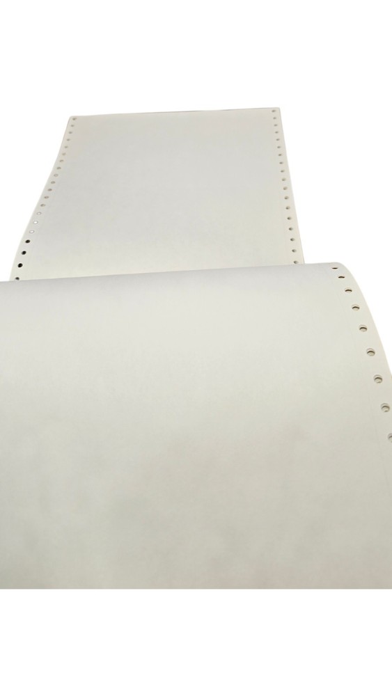 OFF WHITE Continuous Dot Matrix Vintage Printer Paper Tractor Feed 1000 Sheets