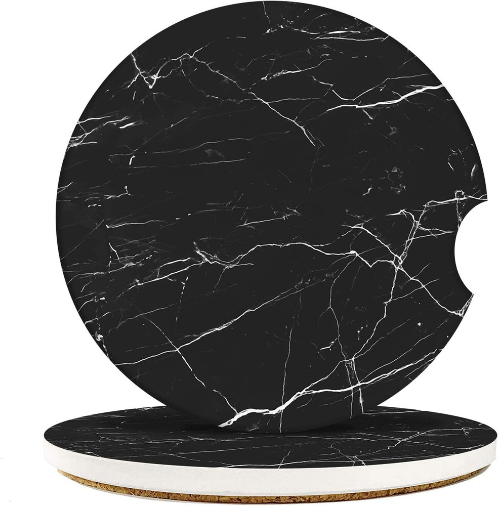 Absorbent Car Coasters 2 Pack for Cup Holders, 2.56" Ceramic Stone & Non-Scratch