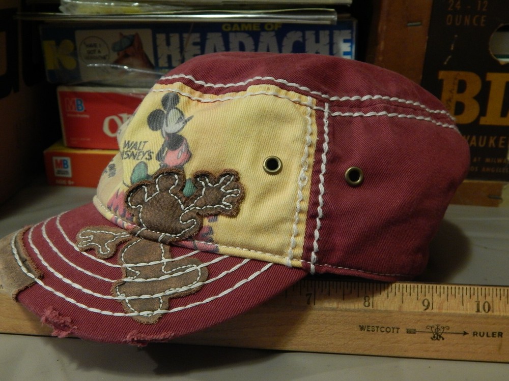 Walt Disney World Souvenir ~ Hook n Loop Distressed MICKEY ~ HAT_CAP ~ Ltd VG+