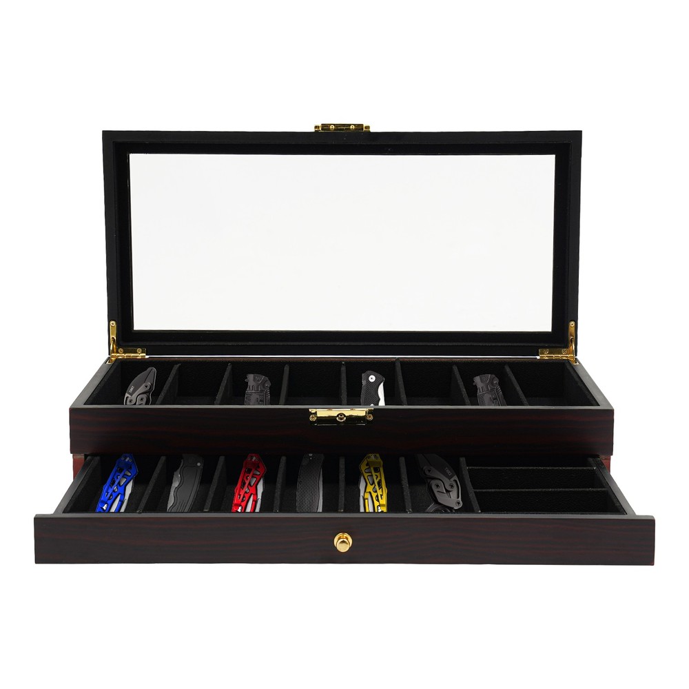 2Tier Knife Display Case Organizer,Knife Display Case,Knife Storage Box Lockable