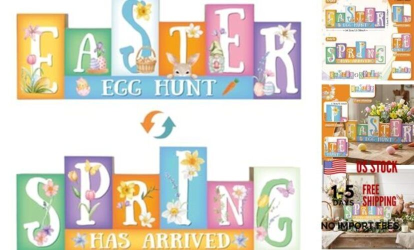Easter Decorations, Wooden Easter Table Decorations, Reversible Easter & Orange