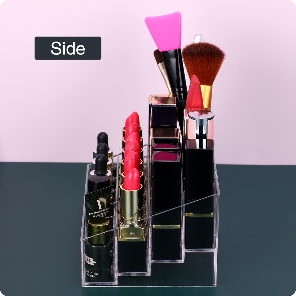 24 Slots Clear Plastic Lipstick Organizer Lip Gloss Perfume Sample Holder