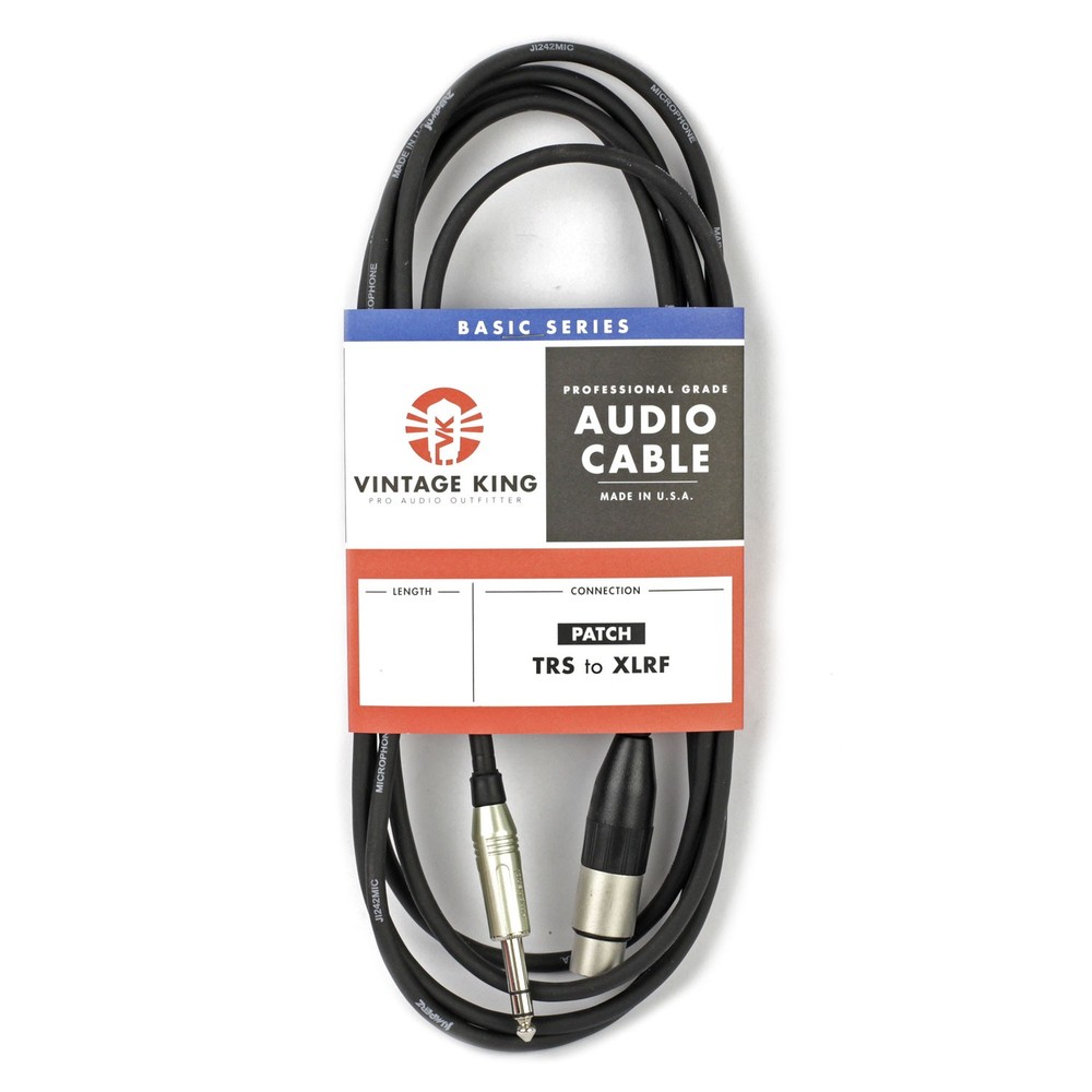 Vintage King Basic Studio Patch Cable TRS - XLRF - 10'