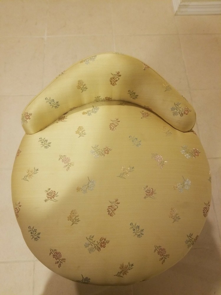 Upholstered Yellow Round Bench with Matching Foot Stool, Great Upholstery!