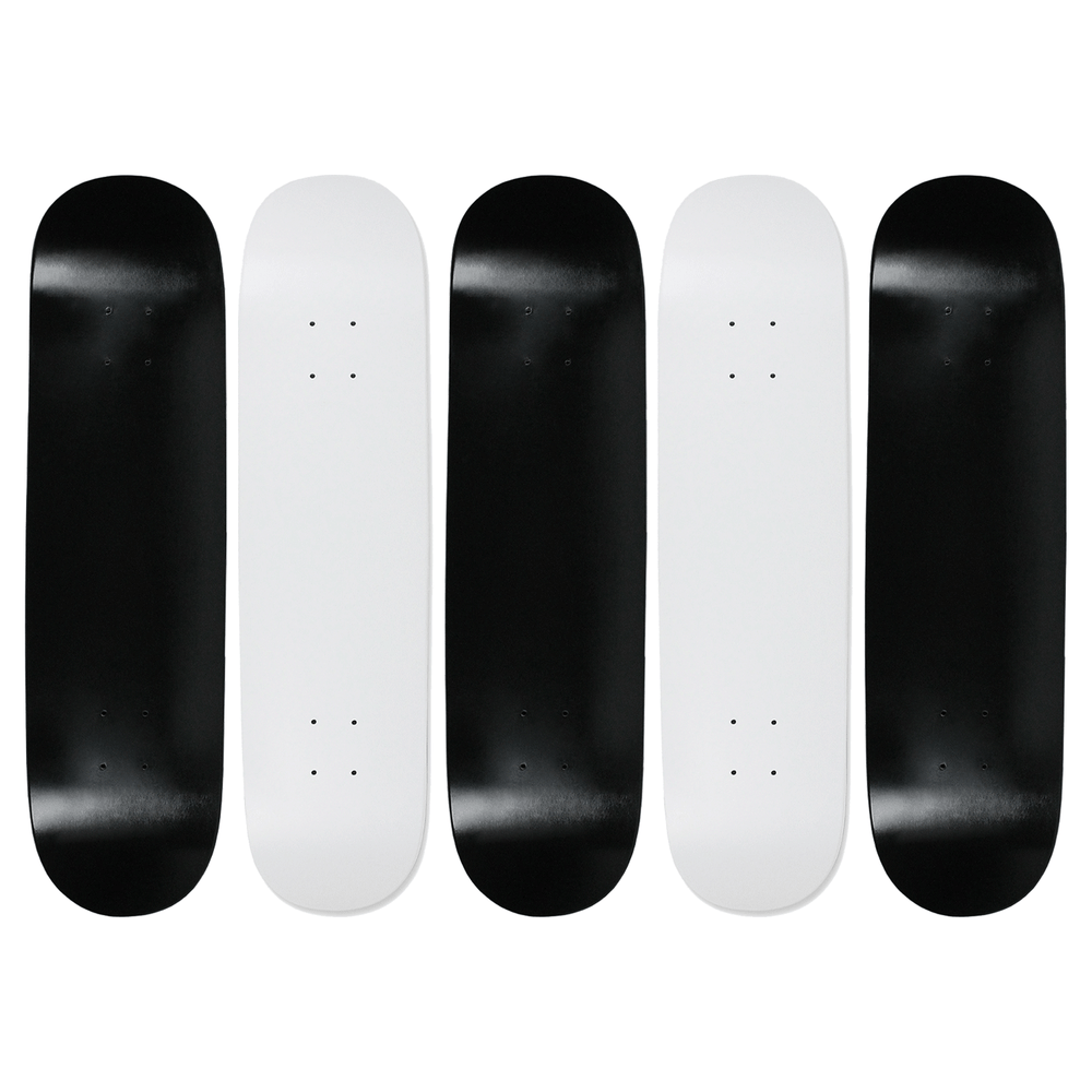 5 Blank Skateboard Decks Black & White 8.5" + Griptape
