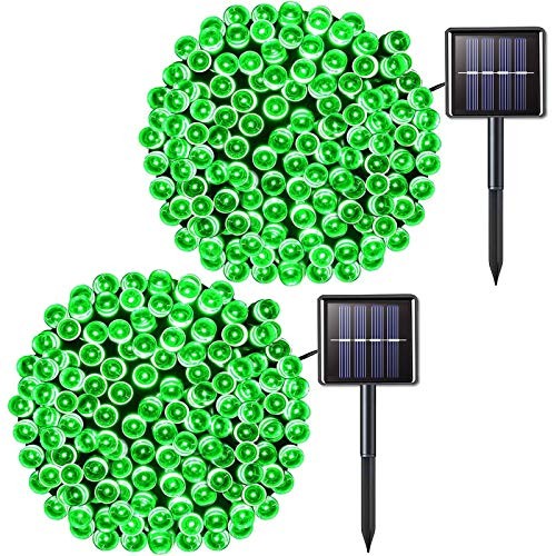 2Pack 200 LED Green Christmas Lights Solar String Lights 200led-green-2pack