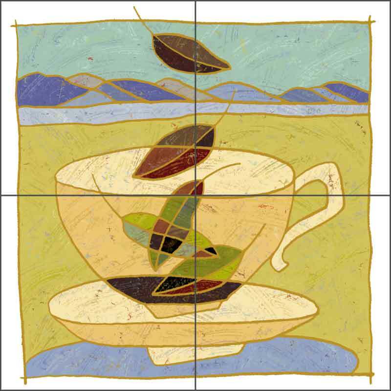Tea Cup Tile Backsplash O'Very Covey Kitchen Art Ceramic Mural TOC006