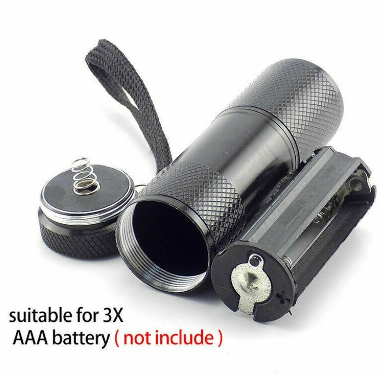 5 pcs white 9 led Aluminum flashlight 395nm