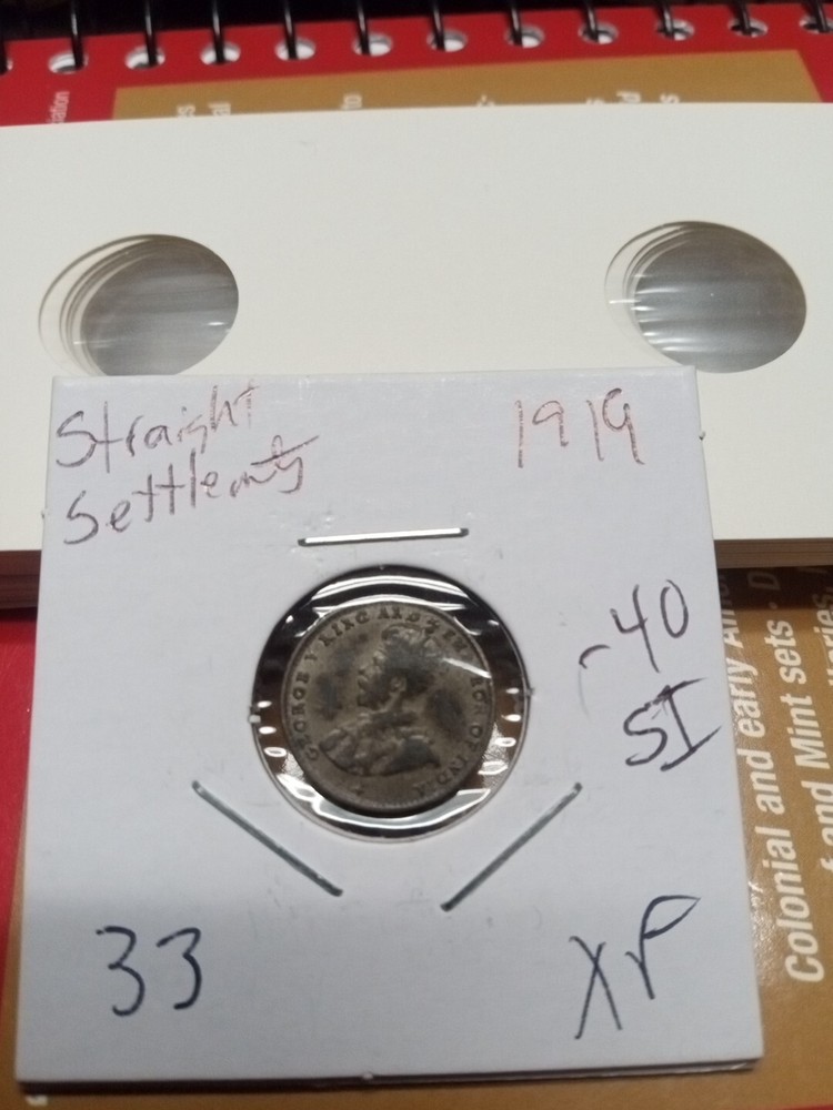 1919 Straight Settlements 5 Cent 40% Silver Free Shipping!!