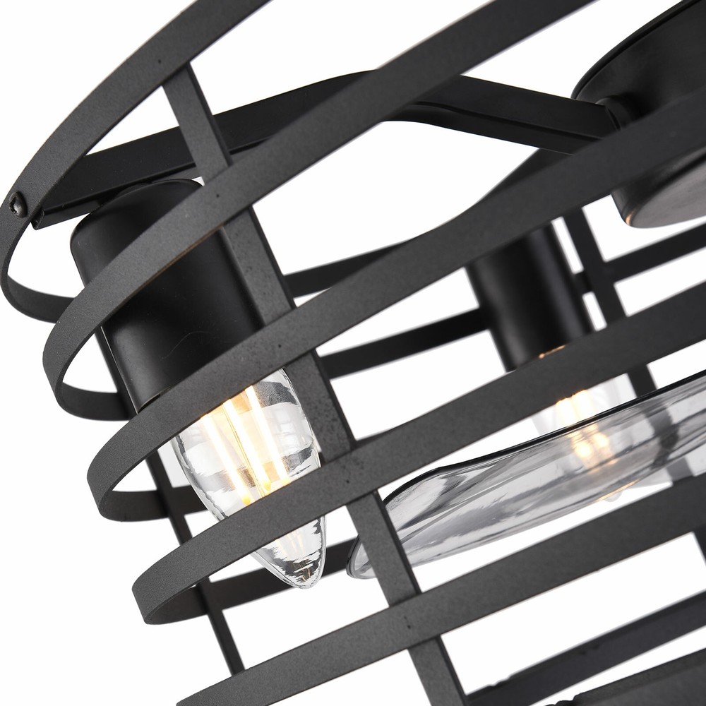 20" Rustic Caged Bladeless Ceiling Fan with Light Remote Control Flush Mount Fan