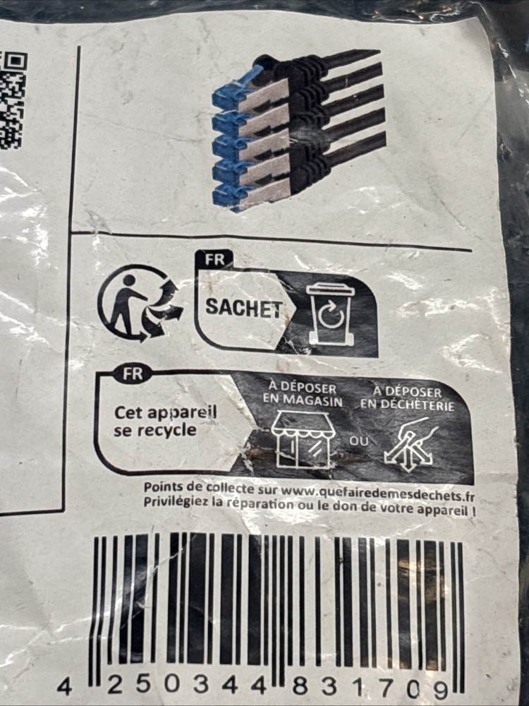 1attack Ethernet Patch Cable CAT6A, S/FTP, 1.5M 5 pack Black