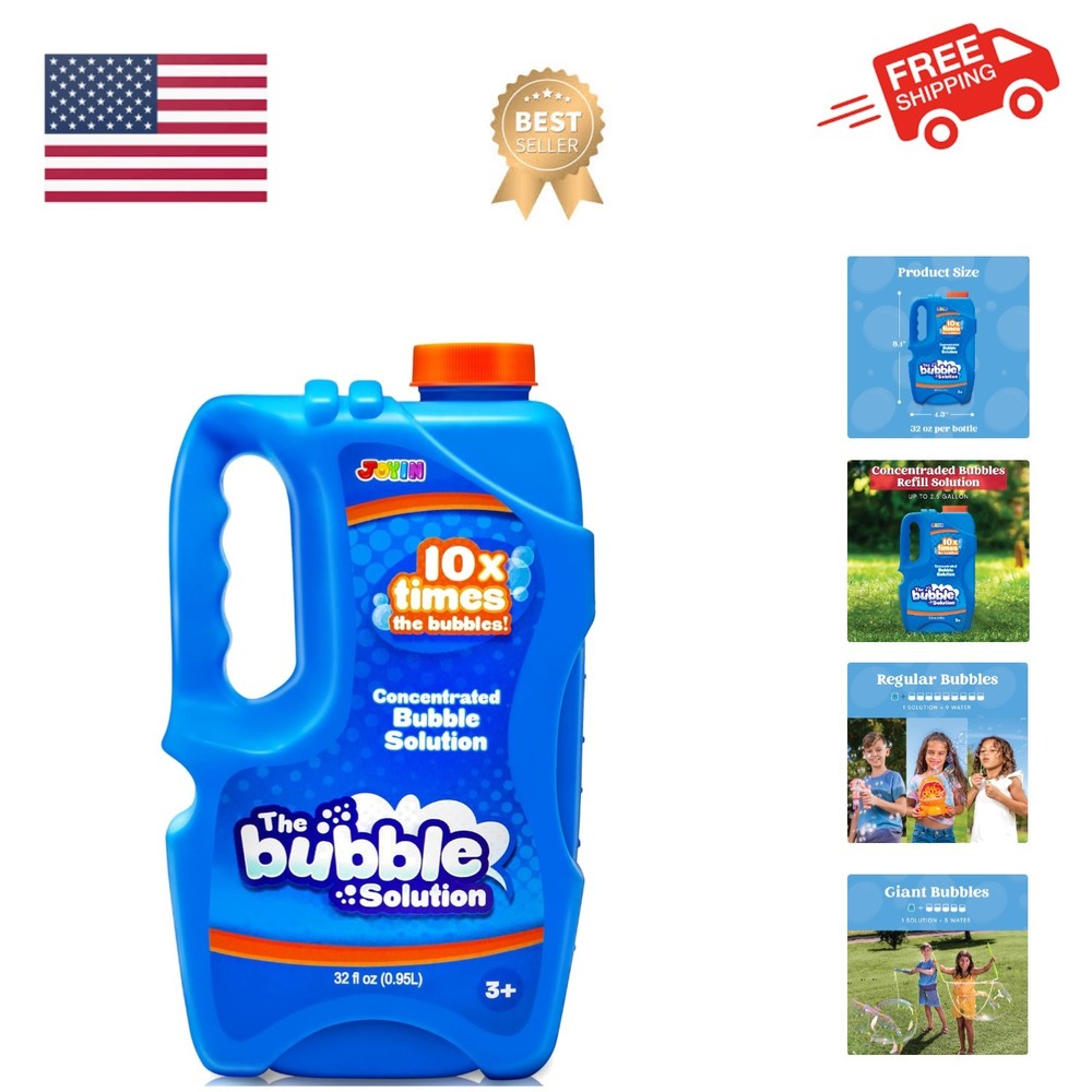 32 OZ Concentrated Bubble Solution for Bubble Machines Up to 2.5 Gallons, Con...