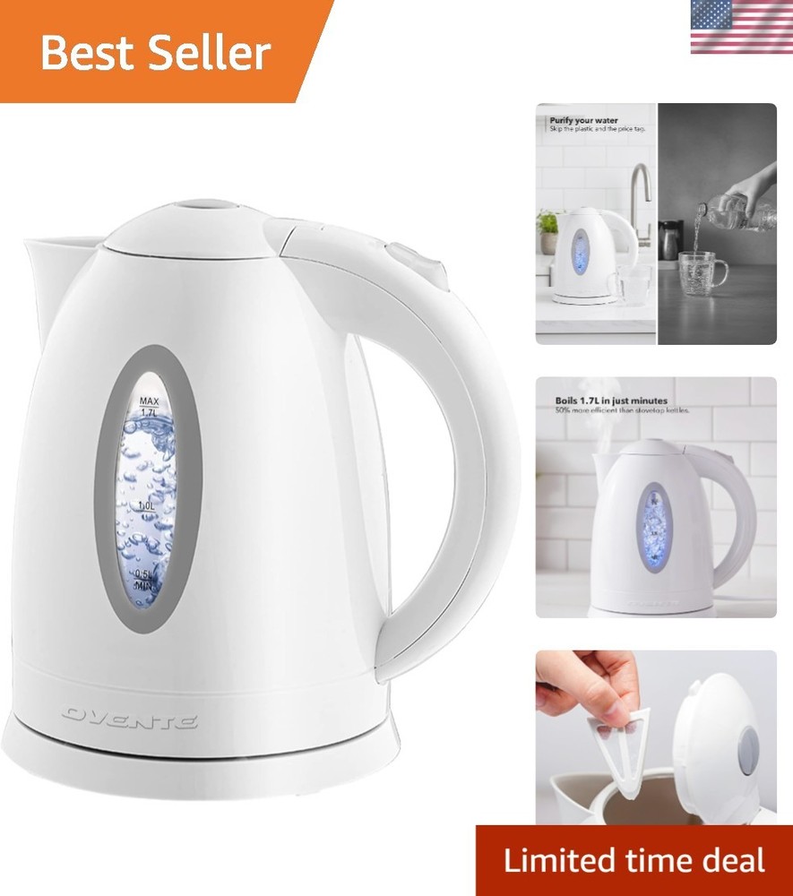 Fast Boiling 1.7L Electric Kettle with Removable Filter & Soft Touch Handle