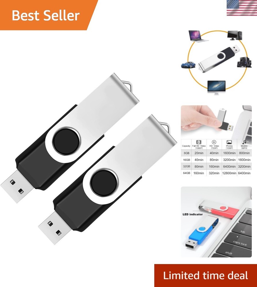 Stylish 2 Pack 64GB USB Flash Drive - Swivel Design for Easy Access and Sharing
