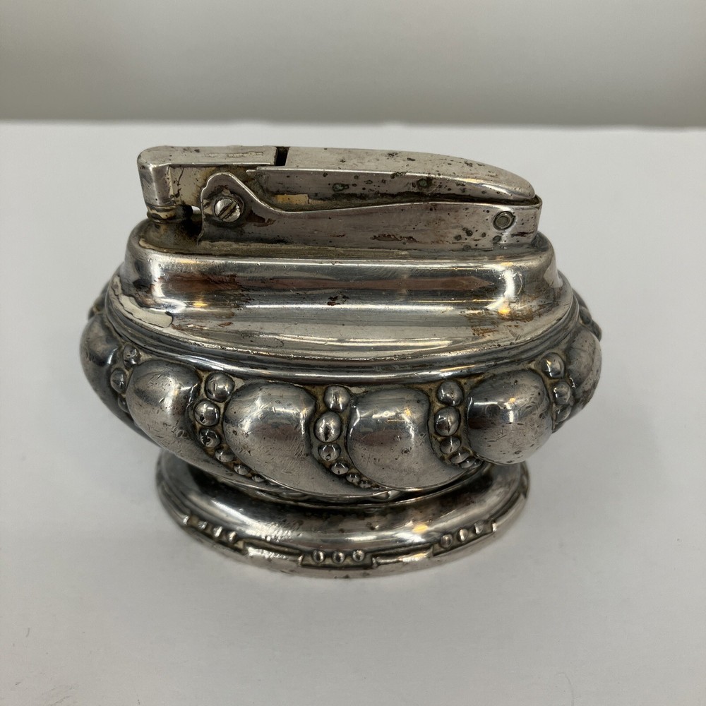 Ronson Crown Silver Plated 1950’s Table Top Lighter Vintage Untested