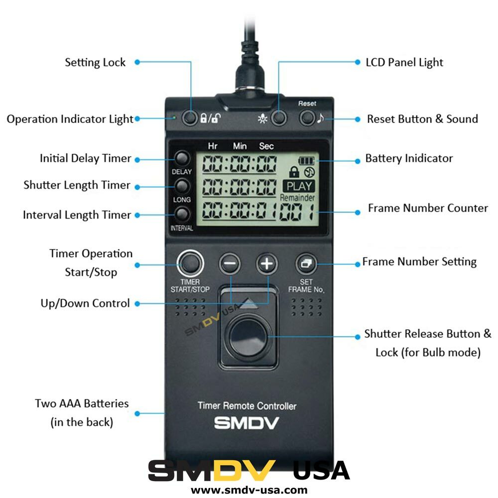 SMDV T808 Timer Shutter Release, Remote Control, Intervalometer - Nikon Z7, Z6