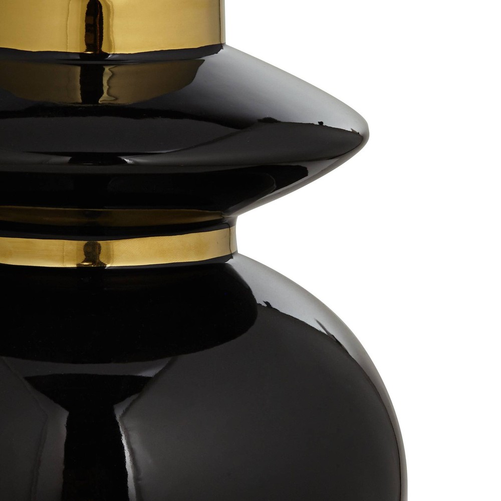 Kingfisher 13" High Shiny Black Ceramic Vase