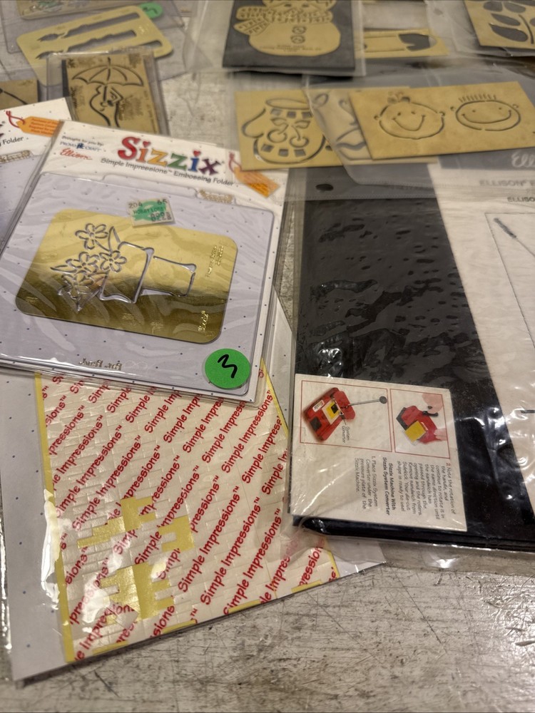20 Sizzix & Lasting Impressions Embossing Folders Brass Stencil + Rubber & More