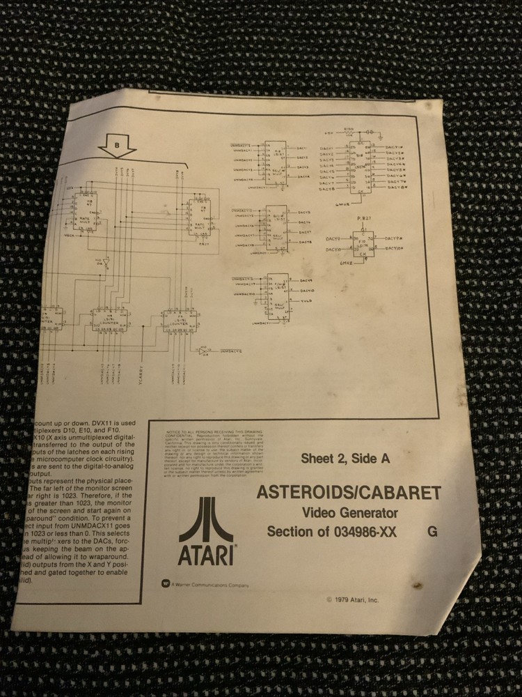 Original Asteroids Drawing Package + Schematics