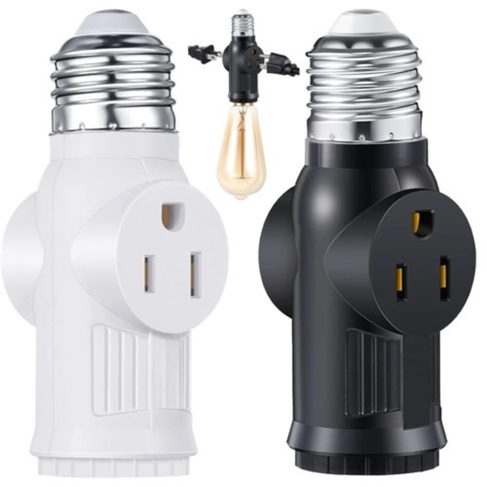 E27 E26 Light Socket to Plug Adapter 2/3 Prong Light Bulb Outlet Socket Adapter