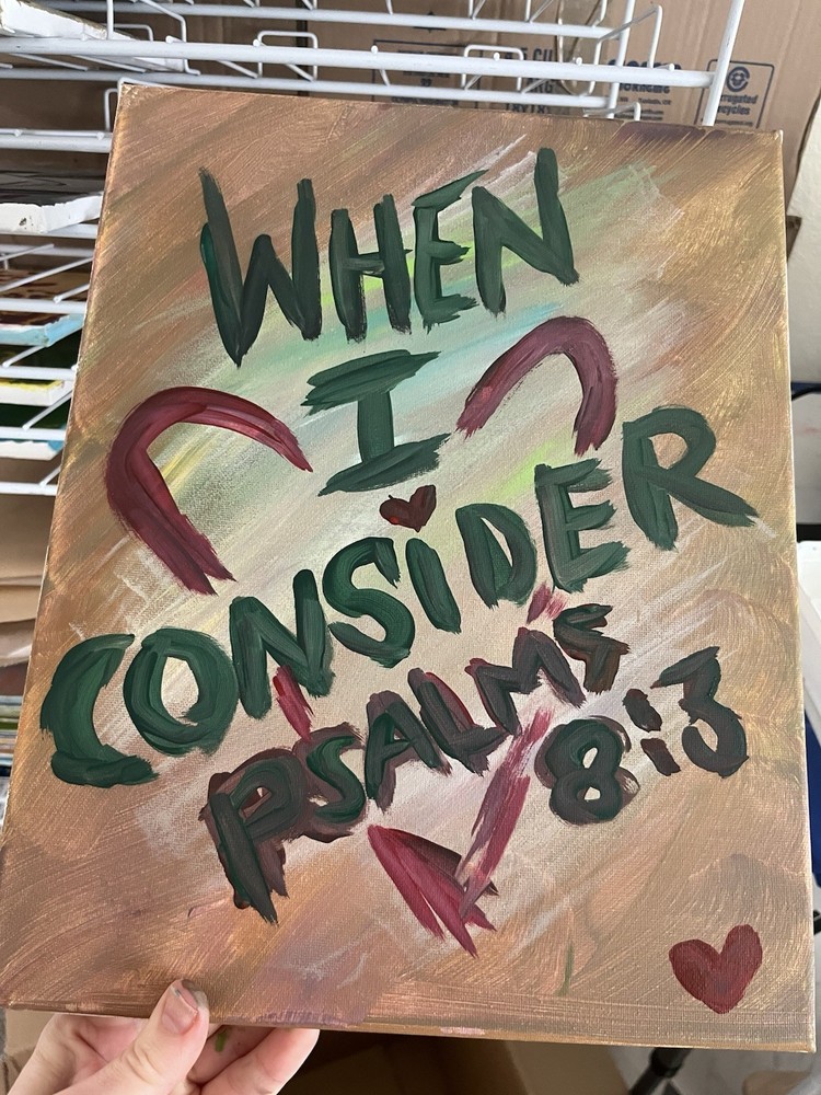 BLESSED#892 Psalm 8:3 14x11 Original Canvas Art Acrylic Scripture Abstract