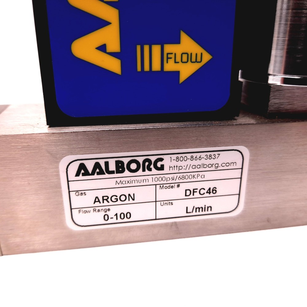 AAlborg DFC46 Digital Mass Flow Controller, Argon, 0-100LPM Flow Range, 15VDC