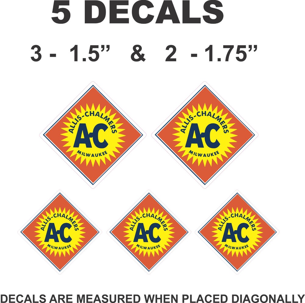 5 Square Allis Chalmers Vinyl Decals