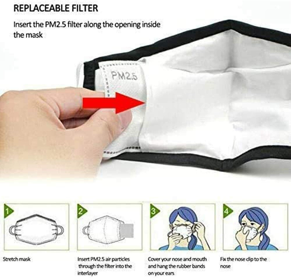 4pcs 100% VALVE COTTON FACE MASK THREE LAYER WASHABLE CHECKED PATTERN UNISEX