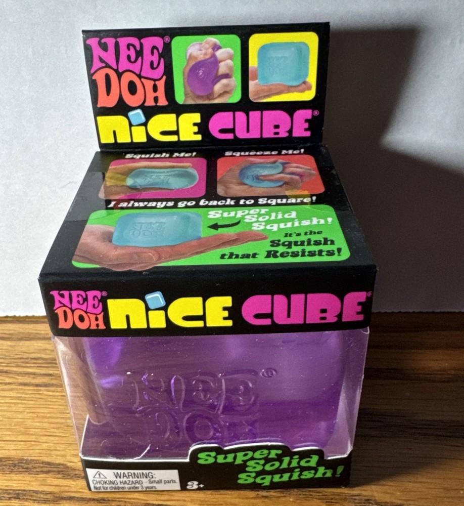 Nee Doh Nice Cube - Super Solid Squish! Purple - Brand New/Factory Sealed!