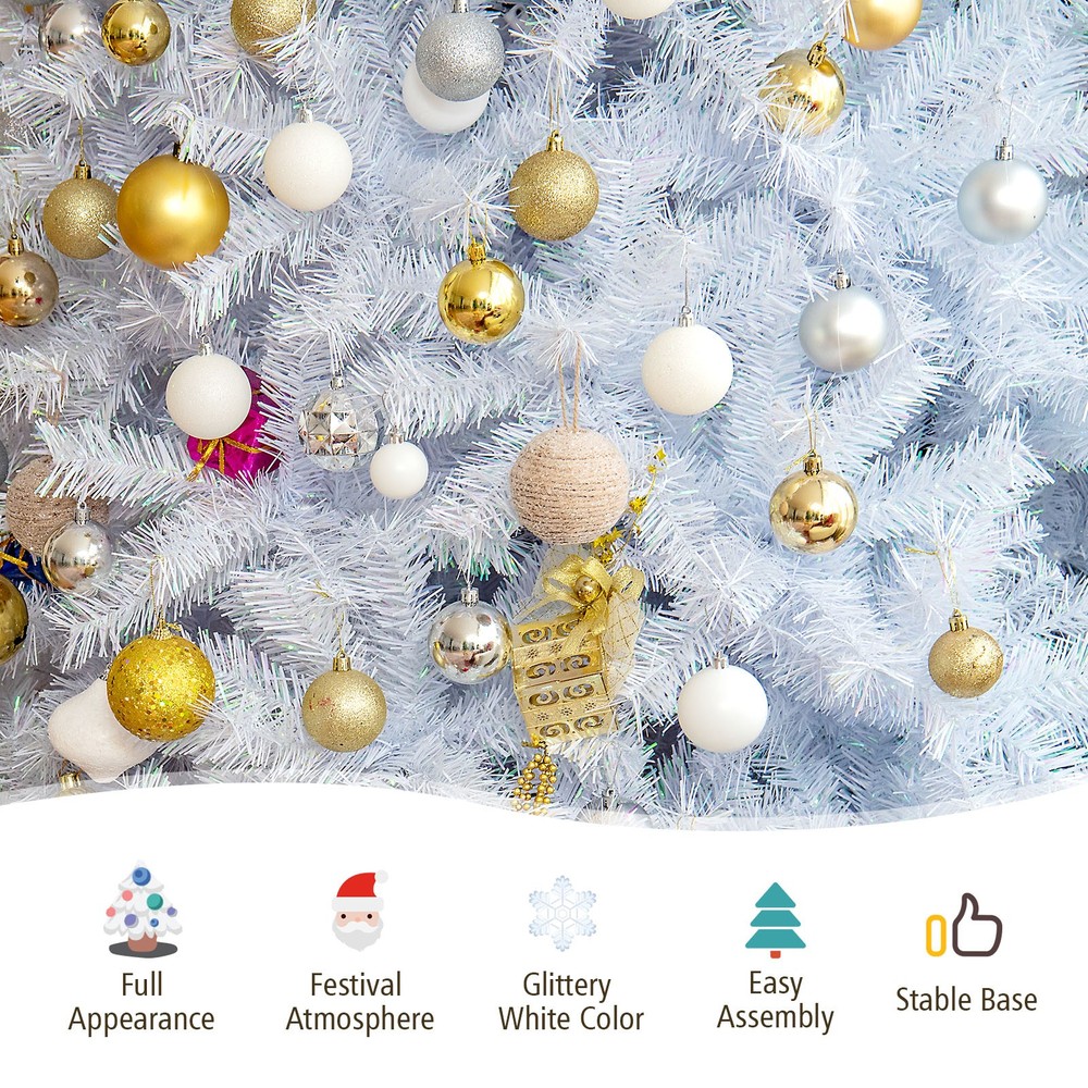 White Iridescent Tinsel Artificial Christmas Tree 6ft w/ 792 Branch Tips